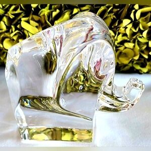 Orrefors by Lars Hellsten Very Heavy Lead Crystal Elephant (discountinued)